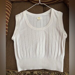 Anthropologie light off white MAEVE Ribbed Sweater vest Sz M